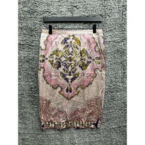 rare EMILIO PUCCI Vintage purple silk cupid illustration print skirt‎ IT38 XS